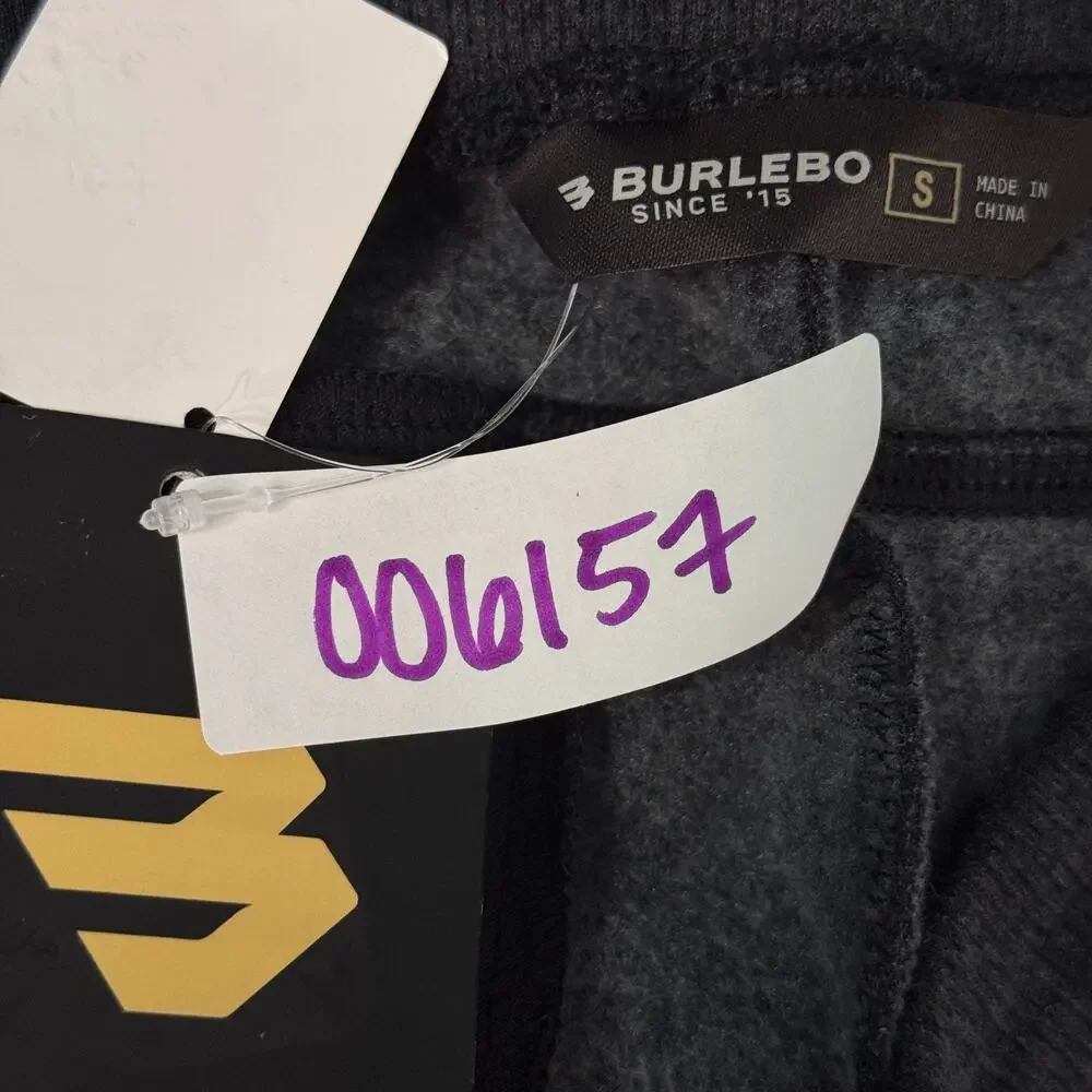 Burlebo Sweatpants Mens Small Black Fleece Joggers Elastic Waist Pockets Lounge - Picture 11 of 11